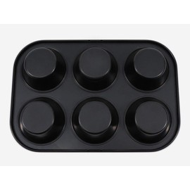 cotta 88655 Tiffany Muffin Pan (6 pieces), Black, Outer Dimensions: 10.2 x 7.1 x 1.2 inches (26 x 18 x 3 cm) (Each Size: Top 2.8 inches (7 cm), Base 1.6 inches (4.1 cm), Height 1.2 inches (3 cm)