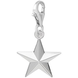Sterling Silver Star Charm with Lobster Claw Clasp, Charms for Bracelets and Necklaces