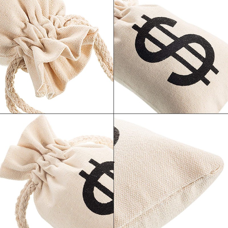Boao 24 Piece Canvas Money Bag Pouch with Drawstring Closure