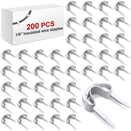 Tandefio 200 Pcs Electrical Wire Staples U Type 1/8 Inch Insulated Staples Wire Tacks for Cables Organization, Secures Low Voltage Efficient Cable Clips for Speaker Telephone Thermostat, White