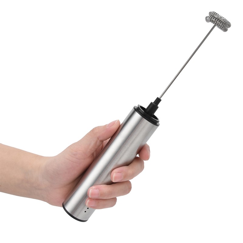 Stainless Steel Electric Milk Frother Handheld Egg Beater USB Charging