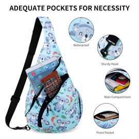 HUA ANGEL Chest Bag Crossbody Bag Women's Stylish Wide Strap Lightweight Backpack Women's Waterproof Small Shoulder Bag for Boys Girls Outdoor Travel Sporty Work Running, Small Koala