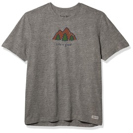 Life is good Men's Standard Vintage Crusher Graphic T-Shirt Mountains, Heather Gray, XX-Large