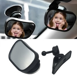 KEWUF 1 Pcs spiegel auto baby rückbank, auto spiegel für baby, baby spiegel auto, Spiegel Auto Baby Rückbank mit Clips & Saugnapf, Gebogener Spiegel, Großes Sichtfeld, 360° Rotation, 13 * 6.5cm