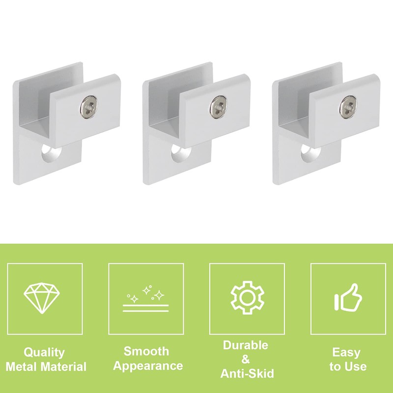 UFURMATE h-Shape Glass Clamp - 8 Pcs Silver Aluminum Clips