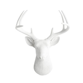 Wall Charmers Large White Faux Deer Head - 21 inch Faux Taxidermy Animal Head Wall Decor - Handmade Farmhouse Decor - Rustic Wall Decor Deer Antlers