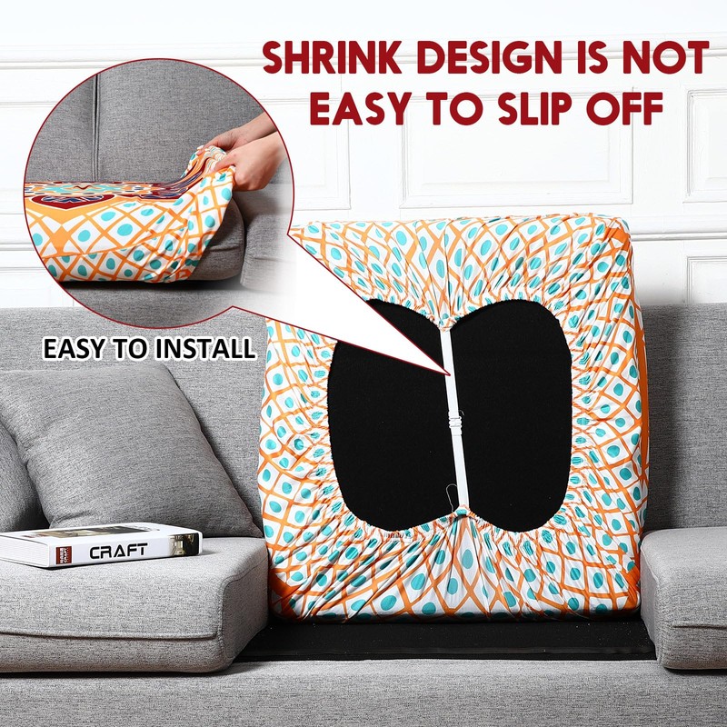Hahafelt 8 Pcs Stretch Patio Cushion Covers Outdoor Sofa Cushion