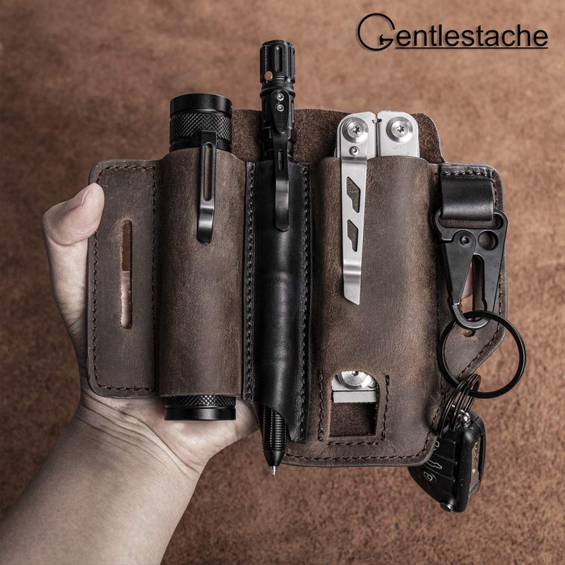 Gentlestache Multitool Sheath for Belt, Leatherman Sheath for Men, Leather