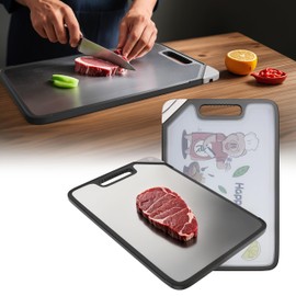 URMONA Cutting Board Double Sided, Cutting Boards For Kitchen, Food-Grade, Easy to Clean (304 Stainless Steel + Food Grade PP - 18 x 12 in)