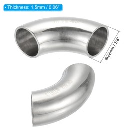 PATIKIL 2pcs 90 Degree Mandrel Bend Elbow, 7/8 Inch OD Steel Exhaust Elbow Exhaust Piping Connector 316 Stainless Steel for Exhaust Pipe Stair Handrail HVAC