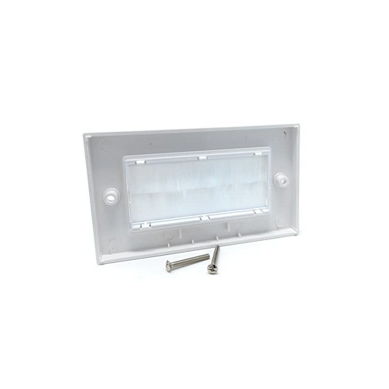 White Brush Plate Faceplate Wall Mounted Installation Tidy Cable Pass