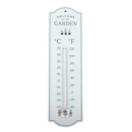 Welcome to My Garden Metal Wall Thermometer - Outdoor Temperature Gauge, Celsius and Fahrenheit, Garden Shed & Conservatory Monitor