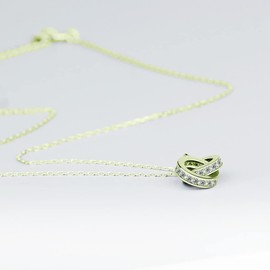 Yaneno Double Circle Necklace for Women 925 Sterling Silver CZ Zirconia Crystal Interlocking Infinity Pendant Necklace (Rose Gold)