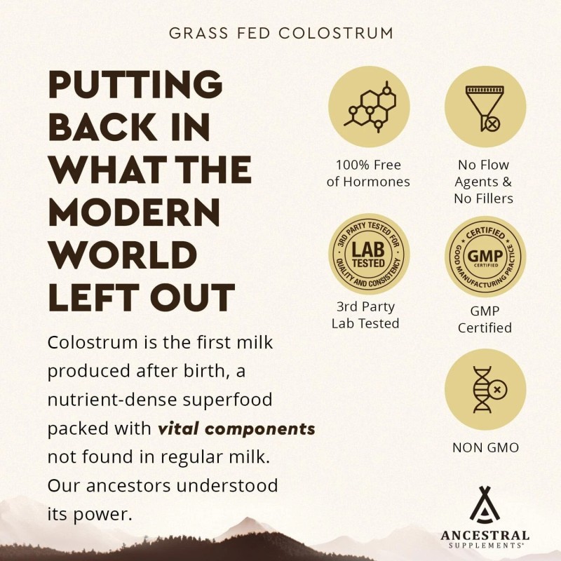 Ancestral Supplements Grass Fed Beef Colostrum Supplement, 3000 mg -