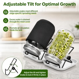 4 Pack Sprouting Jar Kit with Wide Mouth Mason Jars,Lids,Stands,Trays