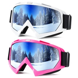 Braylin Adult Ski Goggles, 2-Pack Snowboard Goggles for Youth, Teens, Men & Women, Wide View Snowmobile Goggles