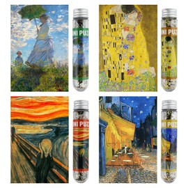MISITU 4 Pack Mini Puzzles with 150 Pieces for Adults Art Oil Painting Puzzle Travel Puzzle for Home Decoration