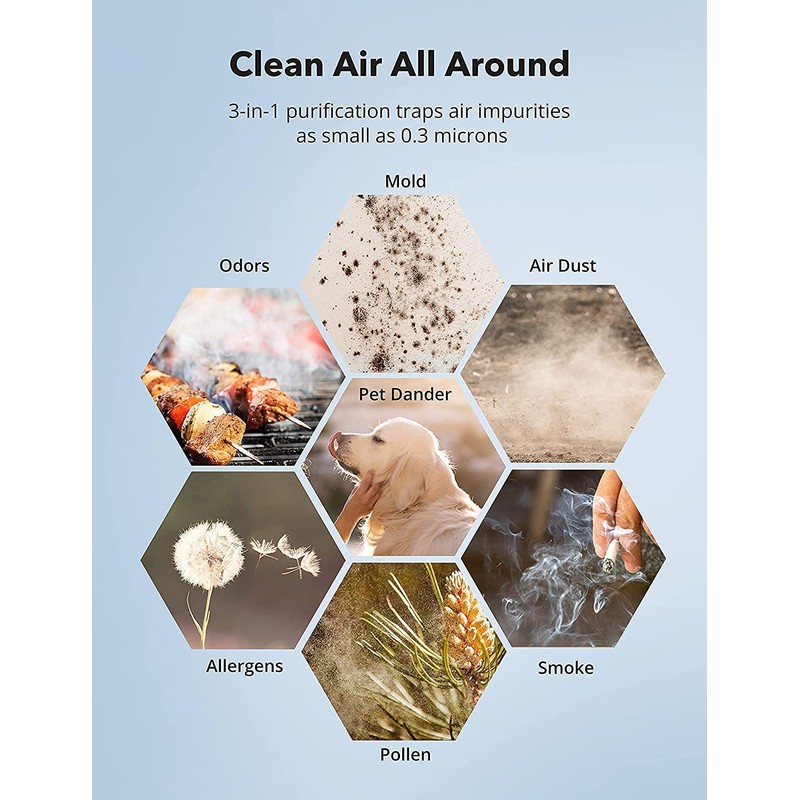 Air Purifier Filter, Air Purifier Replacement Filter, 3-in-1 True HEPA