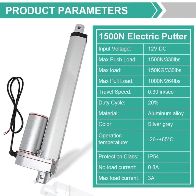 ECO-WORTHY Heavy Duty 330lbs/1500N Solar Tracker Linear Actuator Multi-Functions