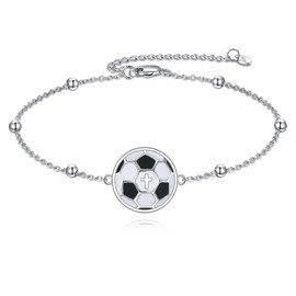 LWQQWL Soccer Bracelet for Women 925 Sterling Silver Sports Jewelry