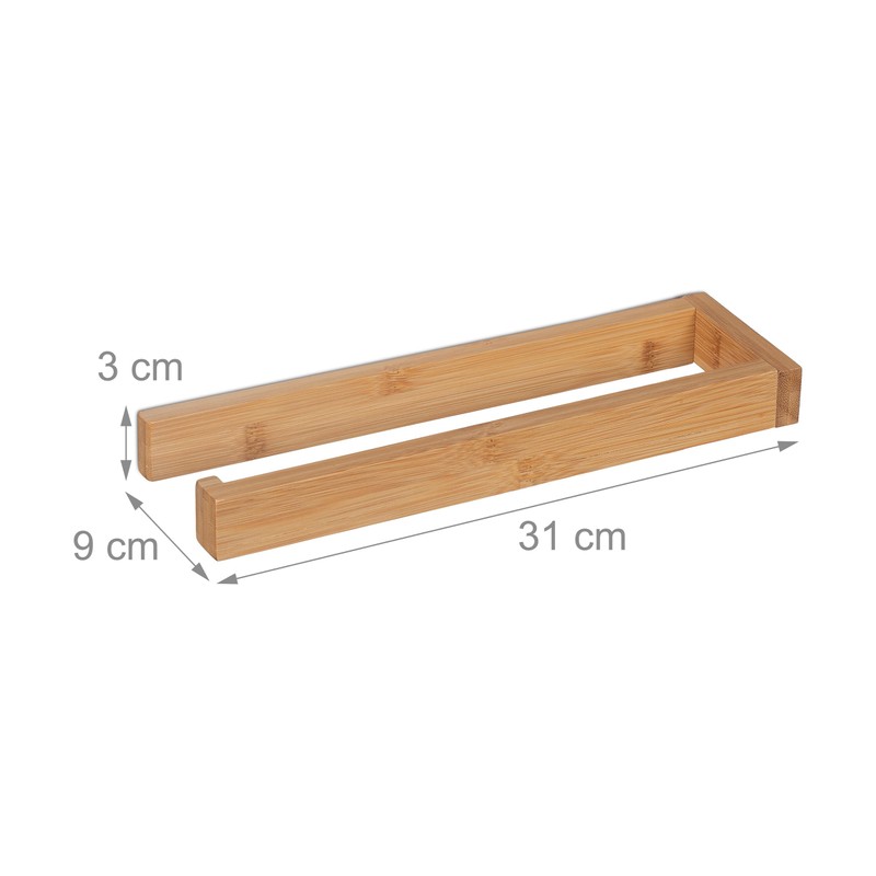 Relaxdays Kitchen Roll Holder Wall, Bamboo Roll Holder for Kitchen,