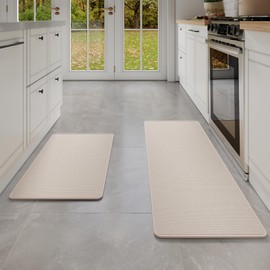 YDKGL Kitchen mats for Floor Water and Oil Absorbent Runner Rugs for Kitchen, Kitchen Mat in Front of Sink,Non-Slip Kitchen Rugs,Durable Imitation Linen Kitchen Rug Beige 17x30+17x47