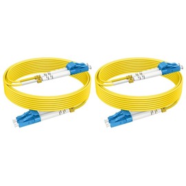49ft/15m Single Mode Fiber Patch Cables OS2 LC to LC, 2PACK SM Singlemode Optic Cable 10G SMF LSZH Duplex 9/125μm OD 2.0mm, 𝙍𝙖𝙢𝙗𝙤𝘾𝙖𝙗𝙡𝙚𝙨