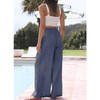 Duyang Womens Cotton Linen Palazzo Pants Drawstring Elastic Waist Casual
