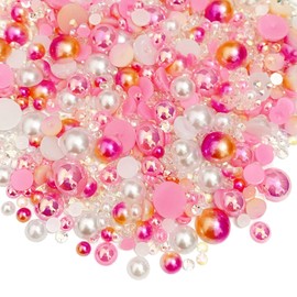 30g Mix Pink Half Pearl Rhinestones for Crafts Mixed Size 3mm-10mm Resin Rhinestone Half Round Flatback Pearl Rhinestones for DIY Nail Art Crafts Jewelry Decoratio