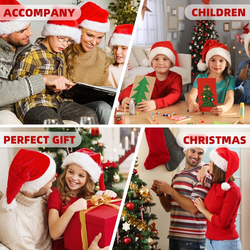 Atuoxing Pack of 2 Christmas Hat, Santa Hat, Adult Plush