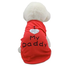 Small Dog Clothes XS Puppy Dogs Shirt I Love My Mom Mommy Dad Daddy Dog T Shirts for Small Dogs