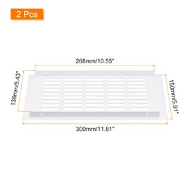 sourcing map Air Vents Cover, 2Pcs 300 x 150mm - Aluminum Alloy Mesh Air Return Vent Cover, Rectangle Louvered Ventilation Grille for Shoe Cabinet Wardrobe (White)