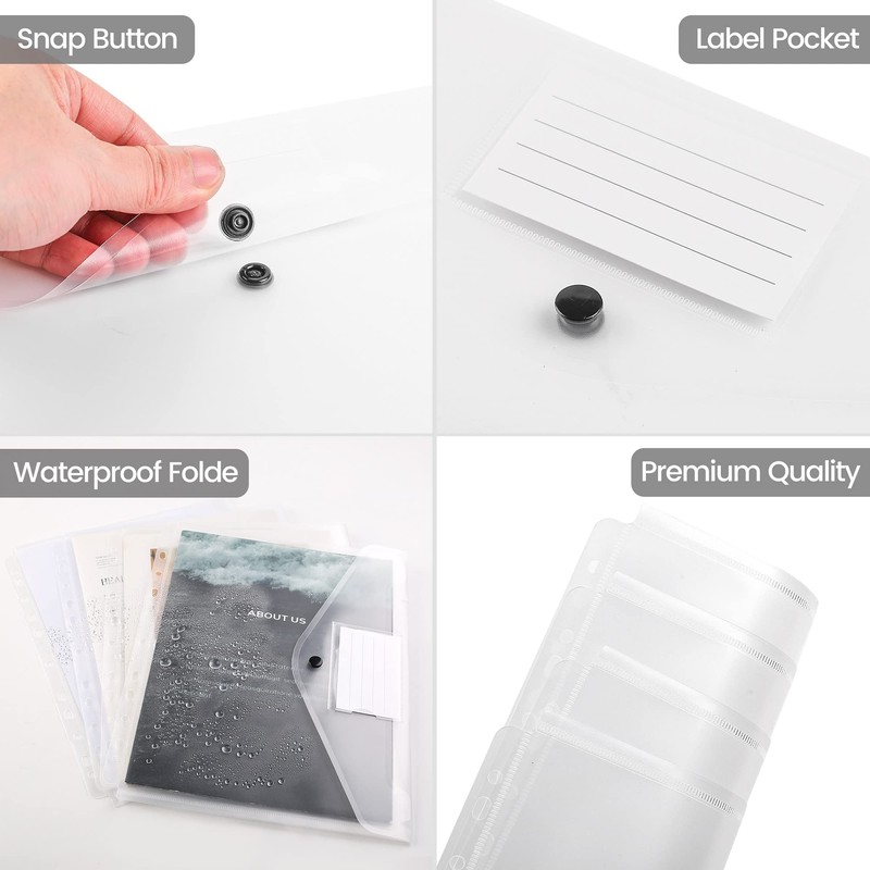 Clear Plastic Wallets A4 Plastic Folders 20 Pack, Punched Pockets
