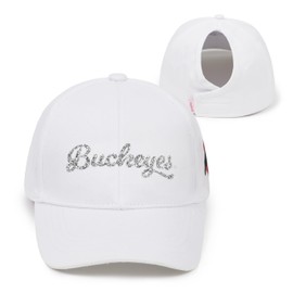 Ponyflo Women's Ponytail Baseball Cap - Curly Hair Hat for Active Women - OSU Ohio State