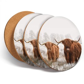 4 Set - Angus Wild Cows Herd - Coasters Kitchen Drinks Coaster #14591