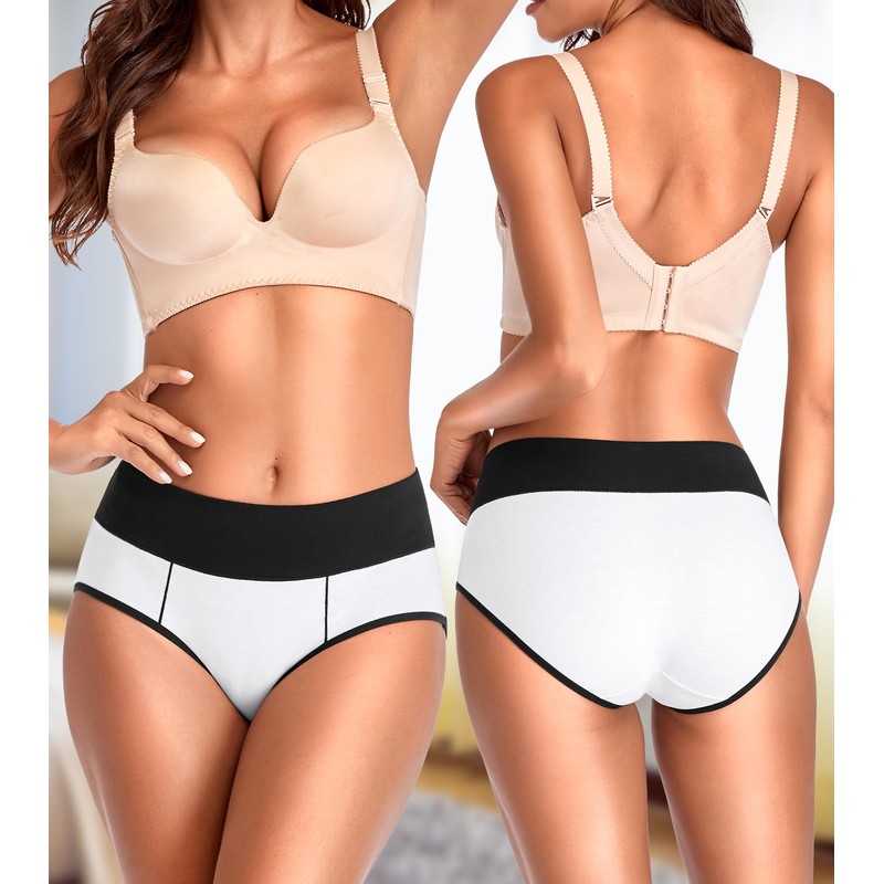 Eiggam Womens Underwear High Waist Cotton Underwear No Muffin Soft