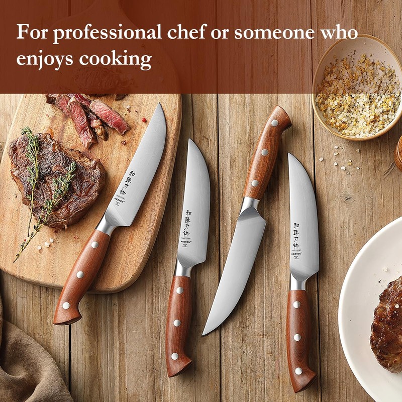 HEZHEN 5.3 Inch Steak Knives, Non Serrated Steak Knife Set
