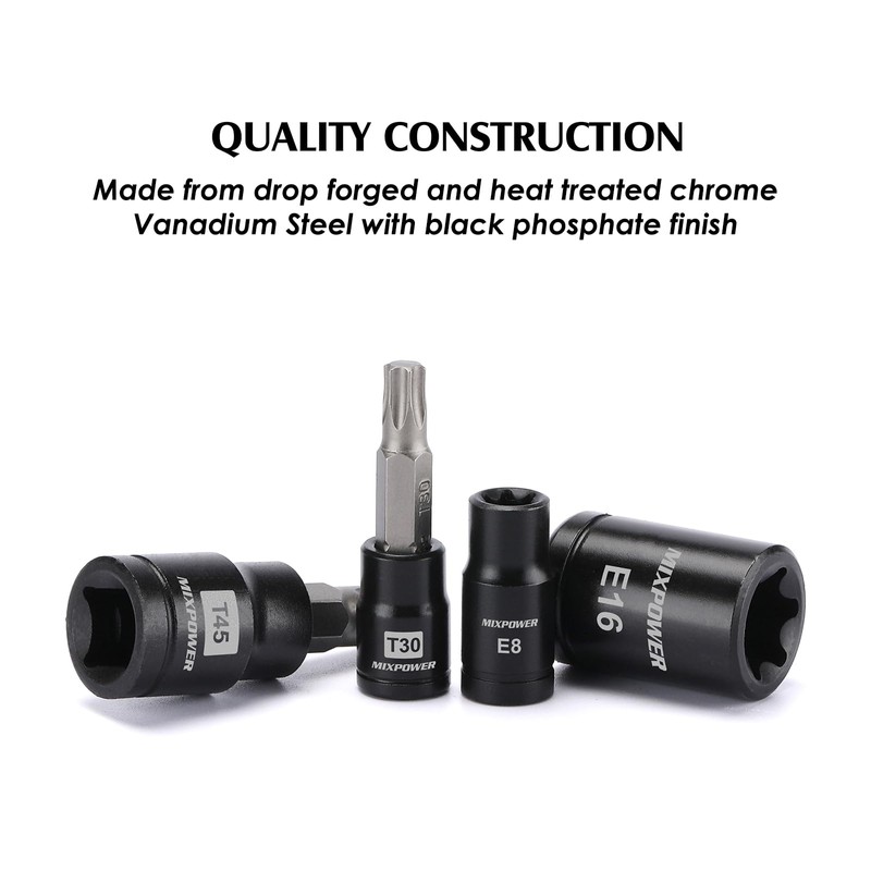 MIXPOWER 25 Piece Torx Bit and Socket Set, 13 Star