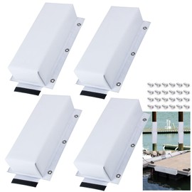 VEITHI Dock Bumper White,Dock Bumper Guard with Screws,Boat Dock Bumper 4 Pack Total 64IN for Boat Dock Vertical Pole Post,PVC Piling Bumper-Post Bumper for Horizontal Deck or Pier Fenders