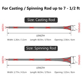 Bassdash Casting Spinning Fishing Rod Sleeves Protective Rod Socks for Fishing Poles Up to 7-1/2ft
