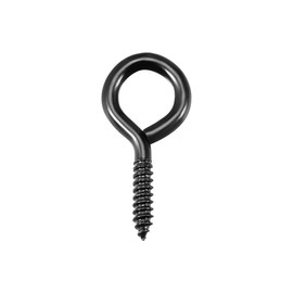 uxcell 0.15"x1.2" Screw Eye Hooks Self Tapping Screws Screw-in Hanger Eye-Shape Hooks Black 14pcs
