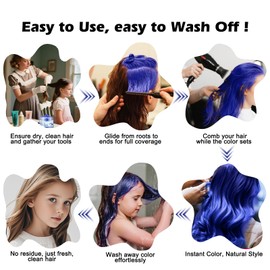 AU Temporary Hair Color Wax Pink - Instant Natural Dye Clay, Non-Damaging & Easy Wash Out, 13 Colours for Men & Women (100g) (deep blue, deep blue)