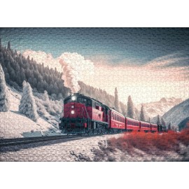 Ulmer Puzzleschmiede - Puzzle Polar Express - Atmospheric Railway Motif in the Winter Landscape - Classic Puzzle 1000 Pieces - Puzzle Quality Made in Germany