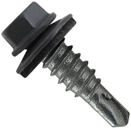 14 x 7/8" FAB. Charcoal - Stitch Tek Metal to Metal Type #1 Roofing Screws - Hex Washer Head - Drill Point - 9/16" EPDM Washer. 1 x 250 Count Bag - 250 Screws