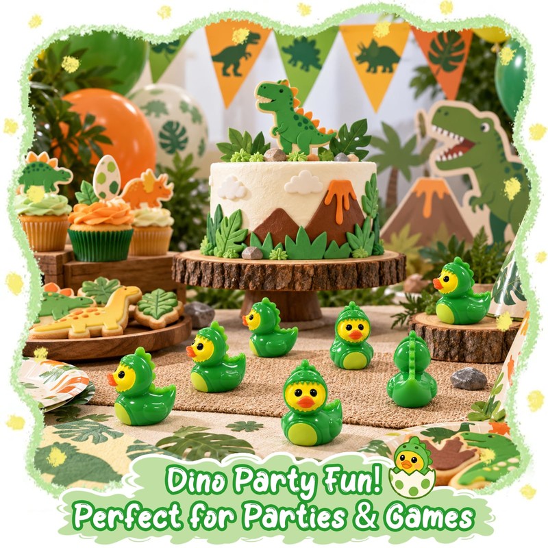 60 Pcs Mini Resin Dinosaur Ducks,Tiny Green Ducky Figurines