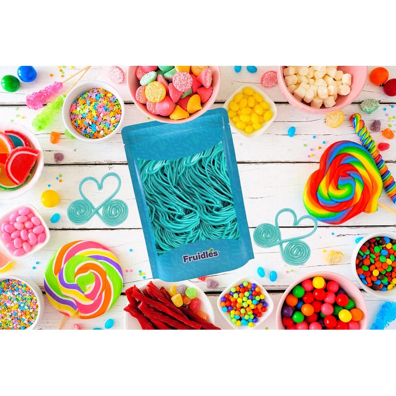 Fruidles Blue Raspberry Licorice Laces, Blue Raspberry Candy for Parties,