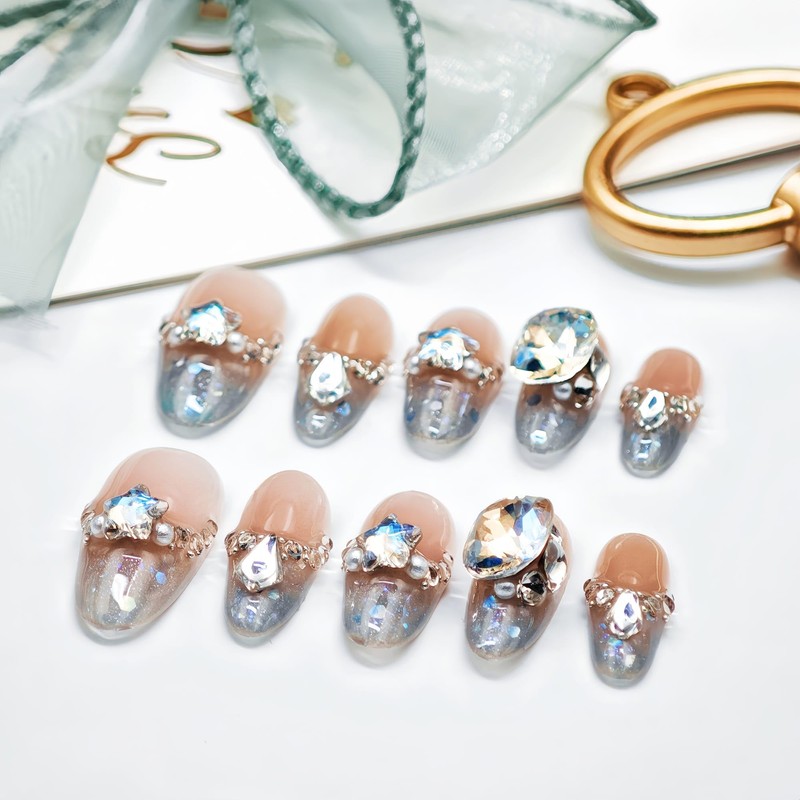 farfarflame Handmade Nail Tip, Medium, Long, Korea, Popular, Oval Magnet,