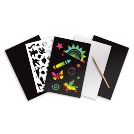 Melissa & Doug 15801 Scratch Art Activity Kit: Rainbow - 4 Boards, Stencil Sheet, Wooden Stylus