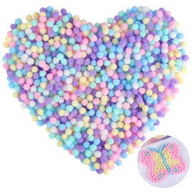 Pack of 2000 Mini Pompoms for Crafts, 10 mm Felt Balls, Colourful, Macaroon Colour Craft Pompoms, Small Pompoms for DIY Crafts, Hair Accessories and Party Decorations