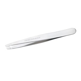 Pinza de cejas Tweezerman, obliqua clásica de color Platinada - Pinzas de para Depilación, de Acero Inoxidable
